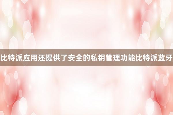 比特派应用还提供了安全的私钥管理功能比特派蓝牙