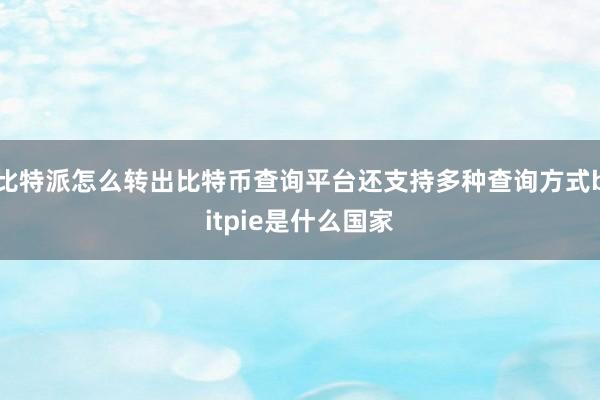 比特派怎么转出比特币查询平台还支持多种查询方式bitpie是什么国家