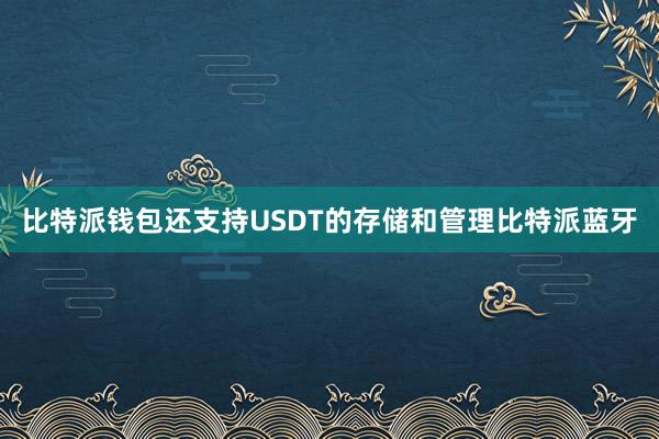 比特派钱包还支持USDT的存储和管理比特派蓝牙