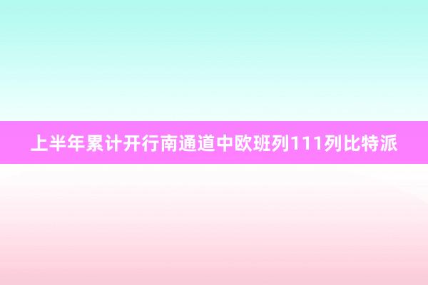 上半年累计开行南通道中欧班列111列比特派