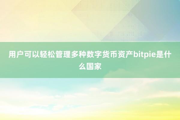 用户可以轻松管理多种数字货币资产bitpie是什么国家