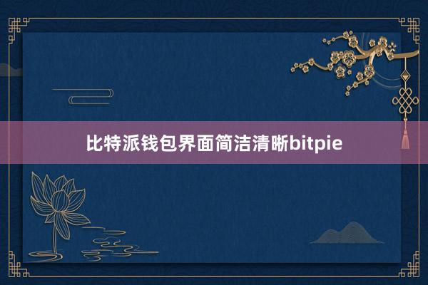 比特派钱包界面简洁清晰bitpie